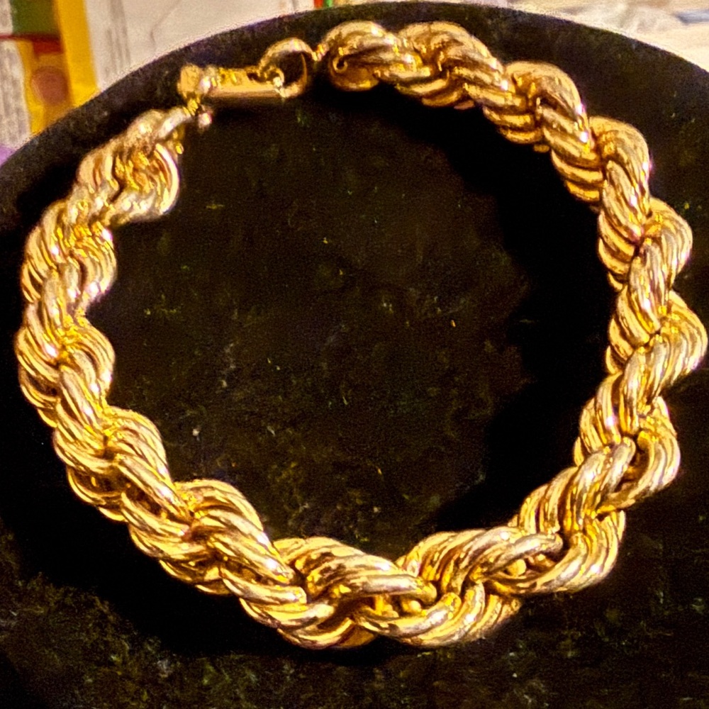 Napier chunky gold-tone rope chain bracelet Vintage EUC